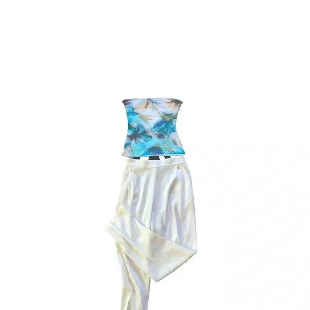 Extro Floral Print Mesh Ruched Bandeau Top Size Small - Picture 8 of 8
